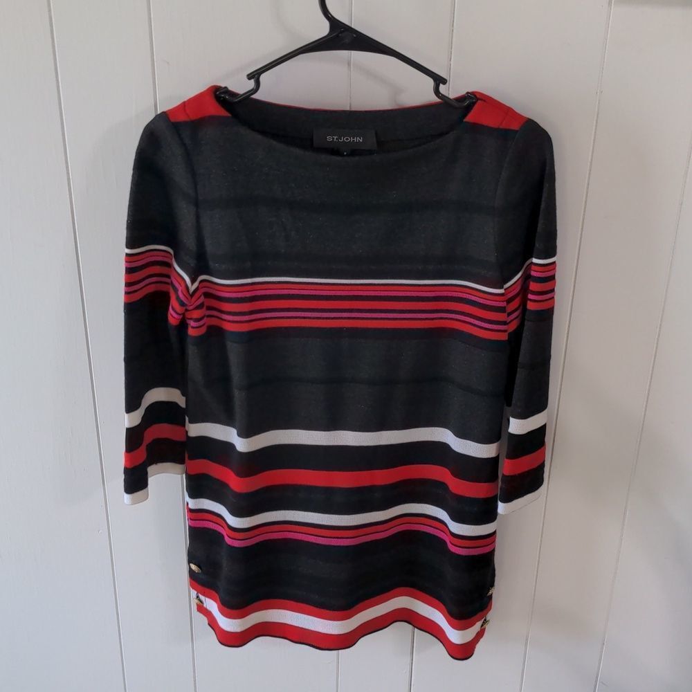 St. John 2016 Striped Wool Blend Sweater Size P Women's XS